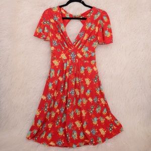 Red Floral Dress * Size Small
